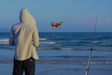 guy flying drone for fishing